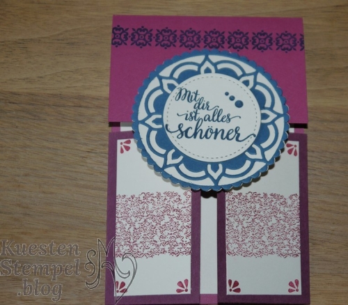 (Double) Dutch Fold Card, Kartentechnikbuch Nr. 2, Schönheit des Orients, Thinlits Formen Orient-Medaillons, Lagenweise Kreise, Stickmuster, Background Bits, Stampin' Up, Kuestenstempel.blog