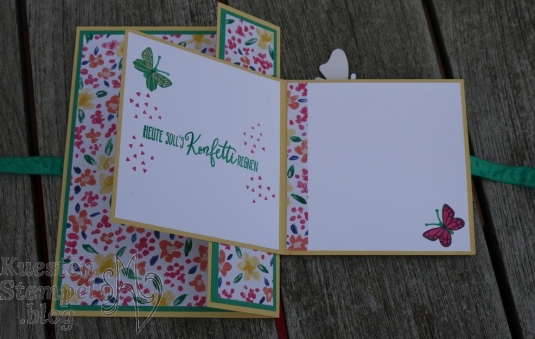 Double Flap Fold Card, Voller Schönheit, Schmetterlingsglück, Stickmuster, Garten-Impressionen, Perfekter Geburtstag, Handstanze Sonne, Stampin' Up, Kuestenstempel.blog